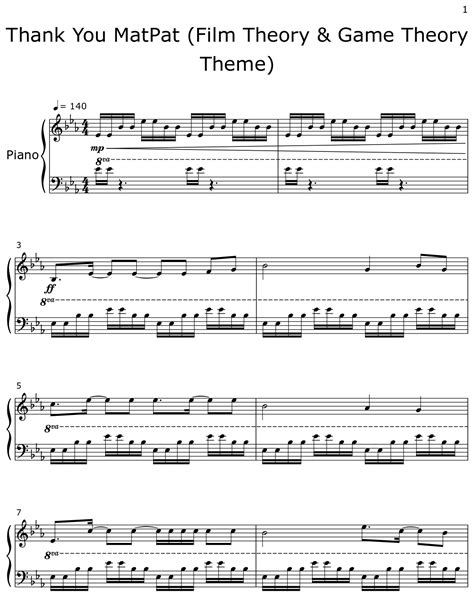 Thank You MatPat (Film Theory & Game Theory Theme) - Sheet music for Piano