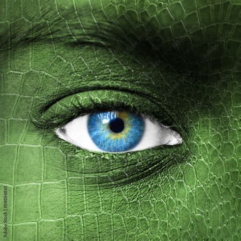 Human eye with lizard skin texture - Mutation concept Stock Photo ...