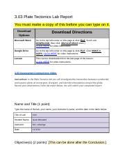 Plate Tectonics Lab Report Investigation Course Hero