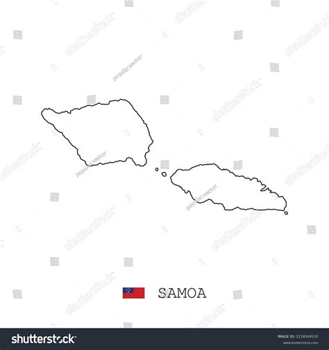 Samoa Map Line Linear Thin Vector Stock Vector Royalty Free