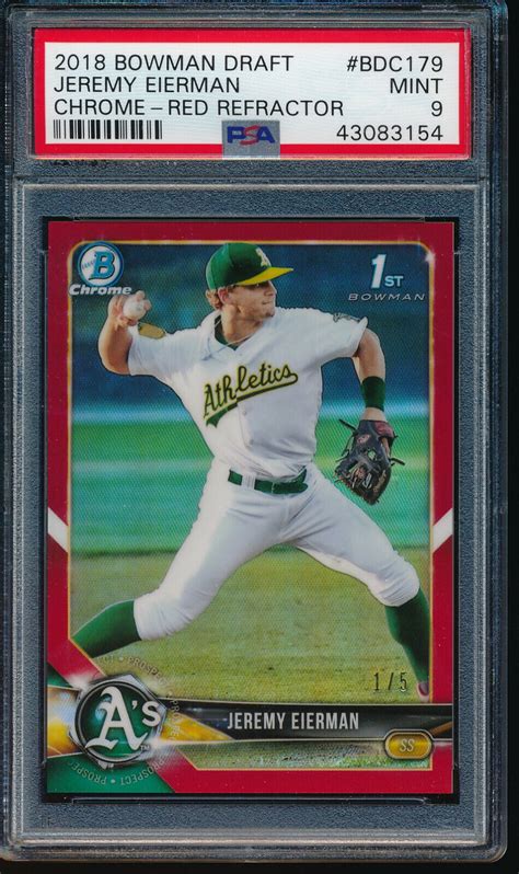 JEREMY EIERMAN 2018 1st Bowman Draft Chrome RED REFRACTOR 5 A S RC