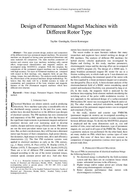 (PDF) Design of Permanent Magnet Machines with Different Rotor Type