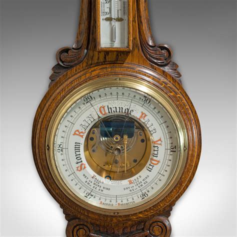 Antique Aneroid Barometer English Oak Banjo Cssa Ltd London Circa