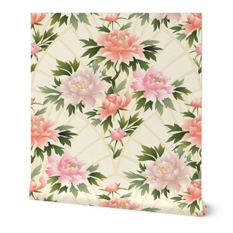 Peony Floral Bouquet Pastel Colour Wallpaper Spoonflower