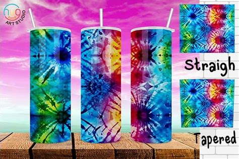 Vibrant Tie Dye Oz Skinny Tumbler Wrap Graphic By Hughang Art Studio