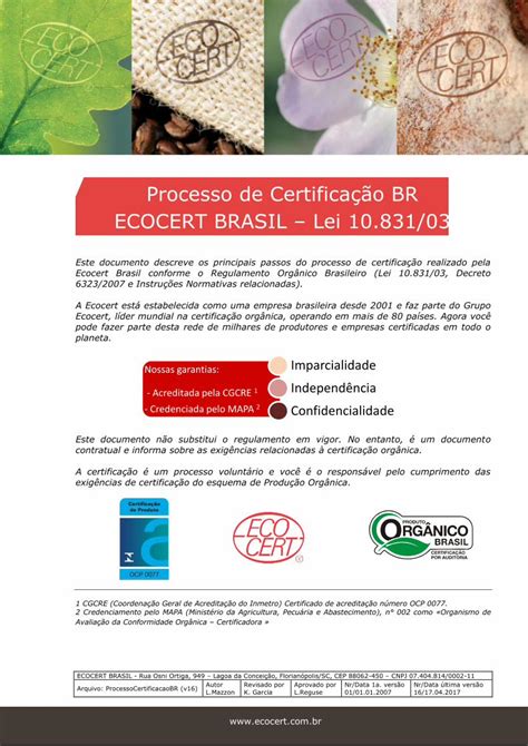 Pdf Processo De Certifica O Br Ecocert Brasil Lei Brazil