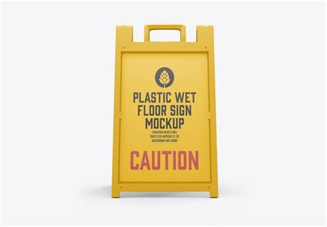 Premium PSD Warning Wet Floor Sign Mockup 3d Render