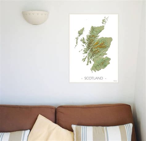 Scotland Map Topo Map Printed Poster Photo Paper Scotland Etsy