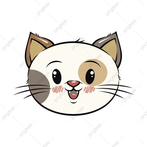 Ilustración De Vector De Dibujos Animados De Cara De Gato Lindo PNG