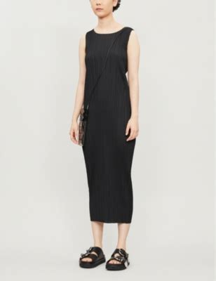 PLEATS PLEASE ISSEY MIYAKE Pleated Sleeveless Knitted Midi Dress