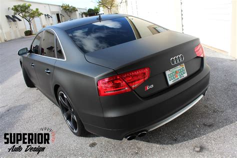 2013 Audi S8 Matte Black Car Wrap Custom Painted Wheels Powder