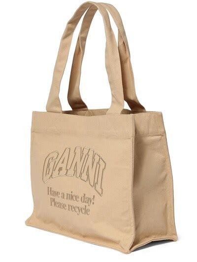 Large Easy Recycled Cotton Tote Bag Ganni Women Luisaviaroma