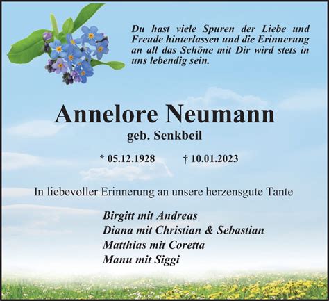 Traueranzeigen Von Annelore Neumann Trauer In NRW De