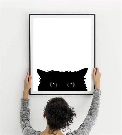 Black Cat Print Wall Art Poster Art Print Cat Print Sly Cat Etsy