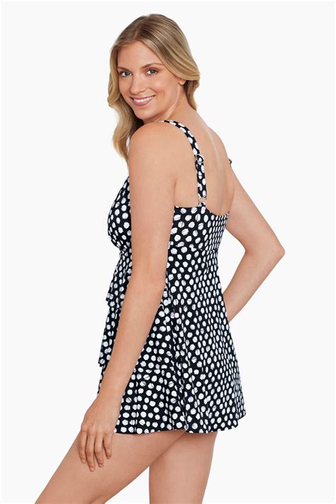 Shape Solver By Penbrooke Triple Tier Swim Dress Spots Longitude Swim