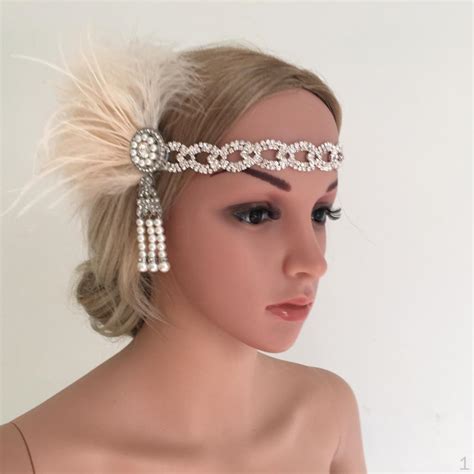 Kaufe Retro Feder Flapper Stirnband Er Jahre Gro E Frau Fascinator