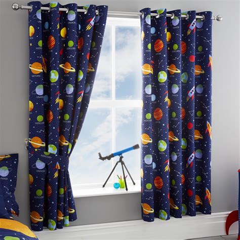 Space Navy Blackout Eyelet Kid's Curtains | Space themed bedroom, Space themed room, Kids curtains