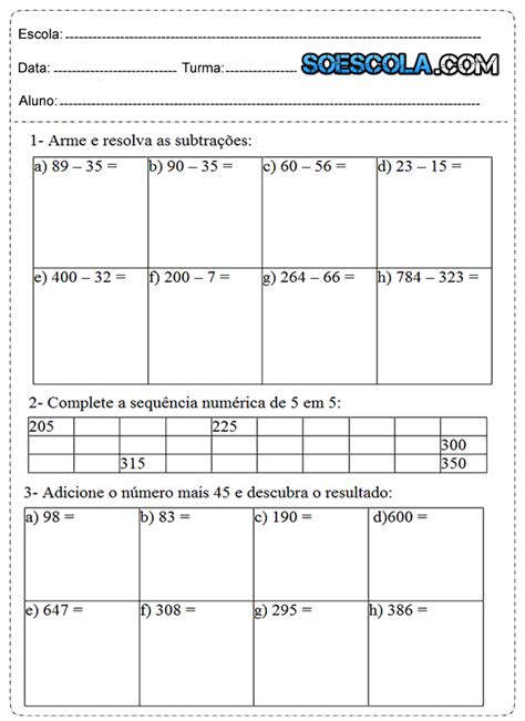 Matematica 5 Ano Fundamental - Atividades de matemática para o 5° ano do ensino fundamental — SÓ ESCOLA