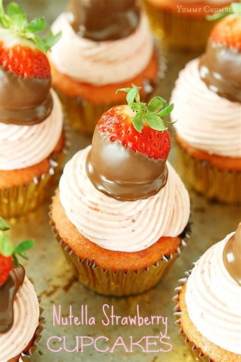 Nutella Strawberry Cupcakes Yummy Crumble Recipe Strawberry