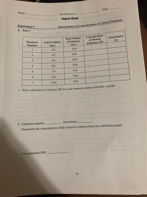 Solved Date Name Lab Instructor Report Sheet Experimente A Chegg