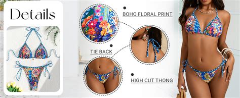 Amazon BEAUDRM Women S 2 Piece Floral Bikini Boho Halter Triangle Bikini Set Tie Back