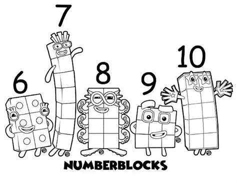 Numberblocks from Six to Ten Coloring Page - Free Printable Coloring Pages