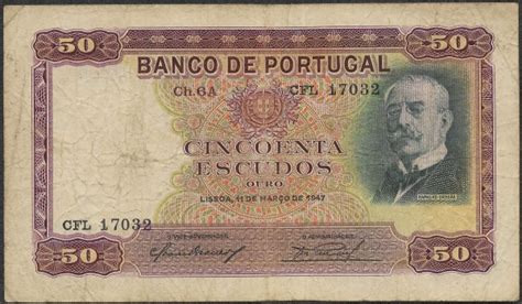 Cédula de Portugal 50 Escudos 1946 MBC