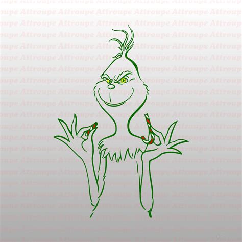 Outline Grinch Christmas Dr Seuss Svg 1 Svg Dxf Cricut Etsy