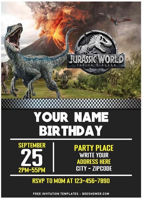 (Free Editable PDF) Jurassic World Camp Birthday Invitation Templates