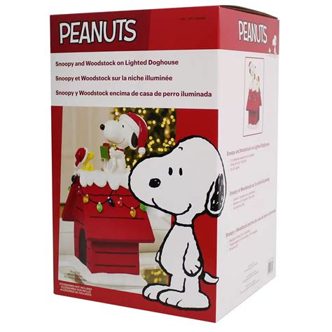 Peanuts Snoopy and Woodstock Holiday Dog House with LED Lights 19 Inch ...