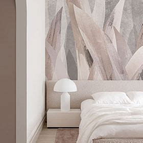 Фотообои с большими листьями на бетонном фоне | Comfortable bedroom ...