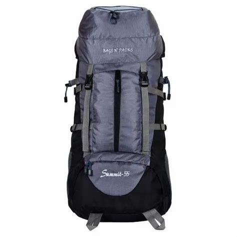 Black Grey Polyester Stylish And Durable Hiking Trekking Rucksack Bag