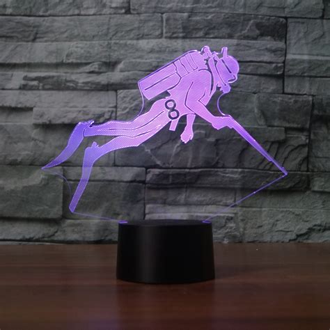 Diving Black Base Creative 3D LED Decorative Night Light Powered By