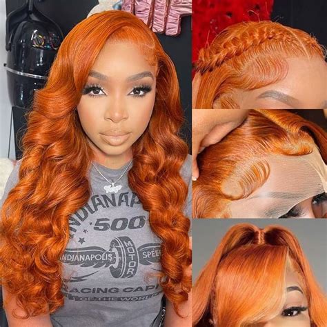 Amazon 13X4 Orange Ginger Lace Front Wigs Human Hair Pre Plucked