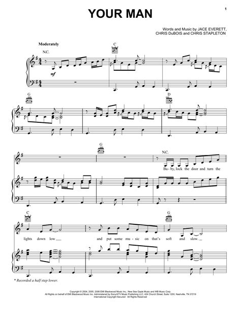 Josh Turner Your Man Sheet Music And Printable Pdf Music Notes In