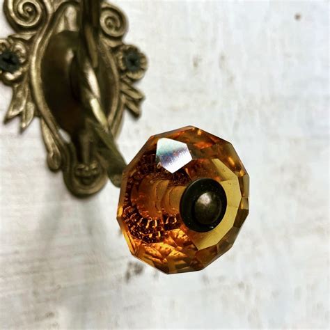 Antique Amber Glass Coat Hook Historic House Salvage