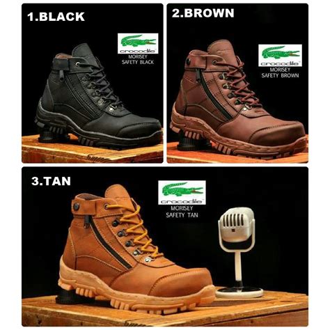 Jual Sepatu Safety Pria Crocodile Morisey Boots Work Ujung Besi