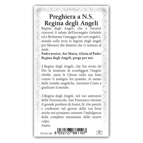 Holy Card Mary Queen Of Angels Prayer Ita 10x5 Cm Online Sales On Uk