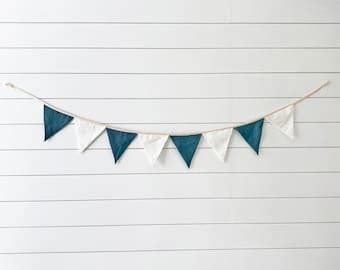 Linen Bunting Banner For Neutral Boy Nursery Decor Party Garland