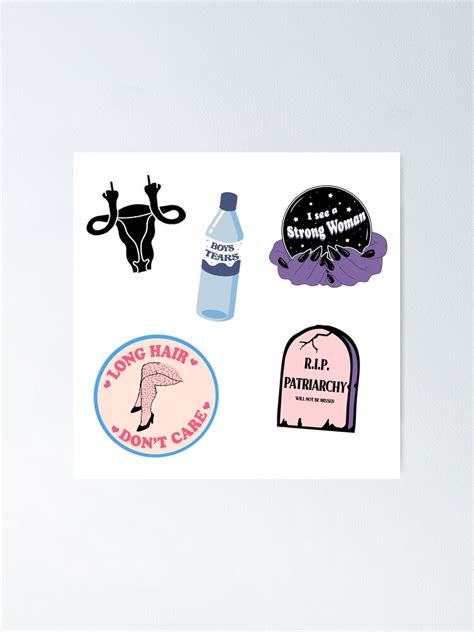 Cute Feminist Sticker Pack Poster For Sale By Albsbubble Redbubble