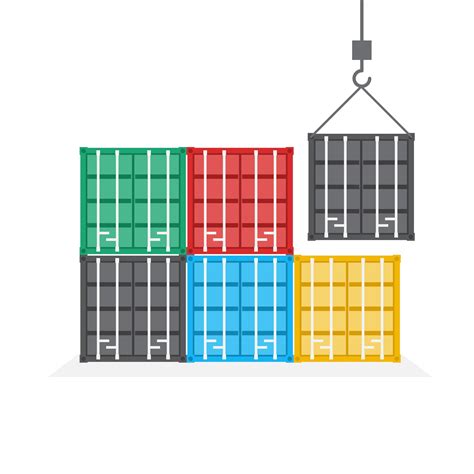 Front View Of Colorful Stacked Shipping Containers 1752075 Vector Art At Vecteezy