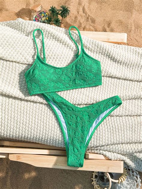 Women S Split Bikini Three Point Swimsuit Suit Dark Green Xl Artofit