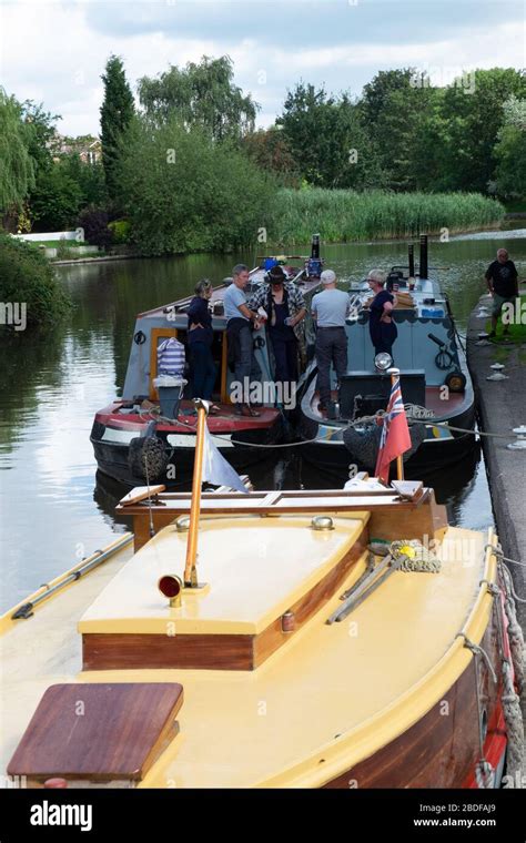 Moored Up Narrow Boats On The Trent And Mersey Canal Northwich