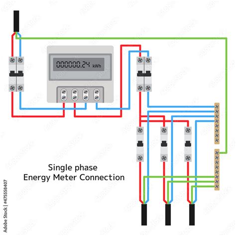 Single Phase Network Energy Meter Connection Diagram Vector