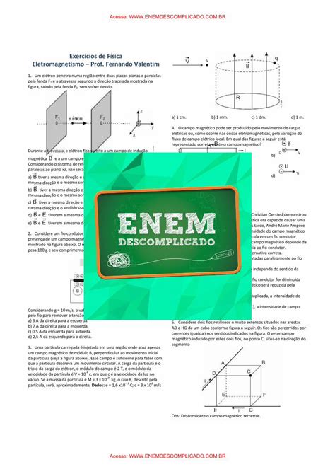 PDF Exercícios de Física Eletromagnetismo Prof enemdescomplicado