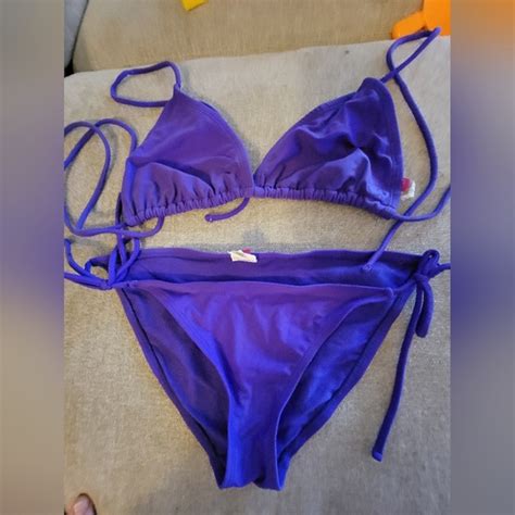 OP Swim Copy Womens Op Lg Purple Bikini Top Sm Bottom Set Good Condition Poshmark