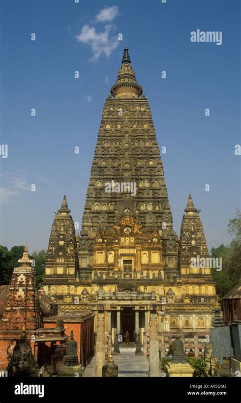 The Mahabodhi Stupa In Bodhgaya Sacred Buddhist Site In India Where