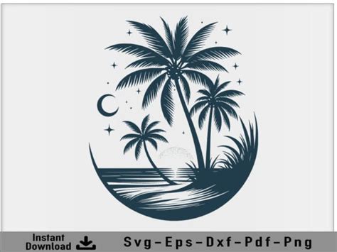 Beach Scene Svg Vector Palm Tree Svg Graphic By Shikharay