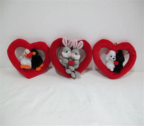 Plush Toy Animals With Red Heart Custom Logo Cartoon Cute Stuffed Soft