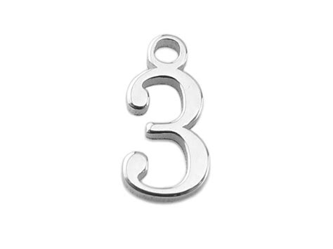 Sterling Silver Number Charm ~ 3